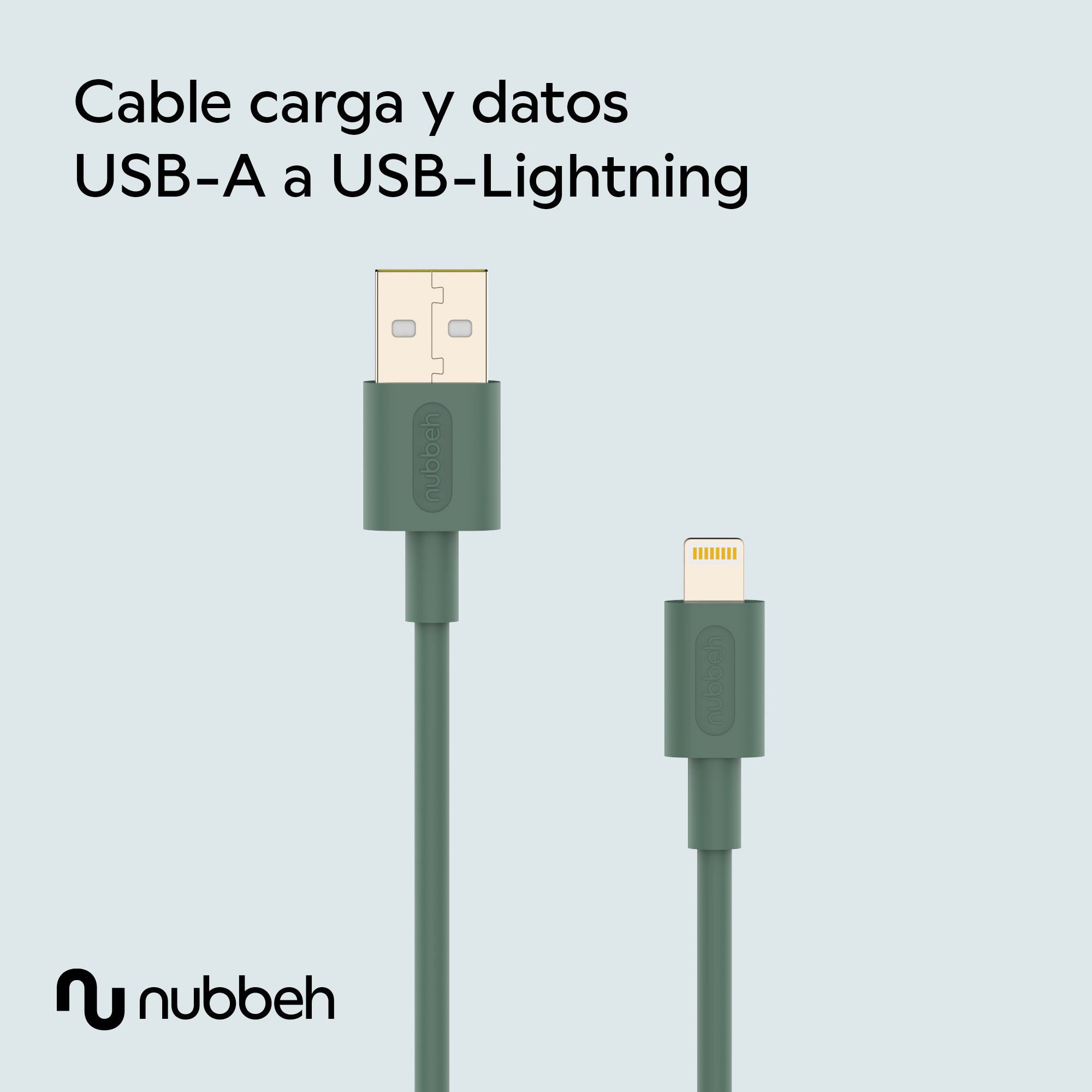 Cable verde USB-A a USB-Lightning, con el