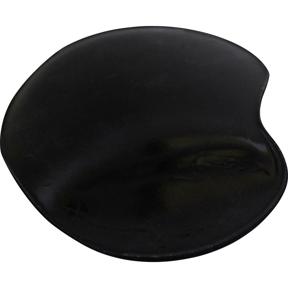 Schwarzes, oval geformtes ergonomisches Mousepad. Das Pad hat ein gebogenes Design für Handgelenkstütze und Komfort.