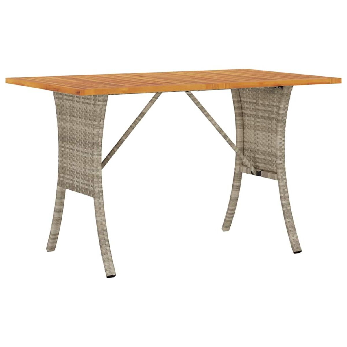 Rechteckiger Bartisch aus Weide mit Holzplatte.