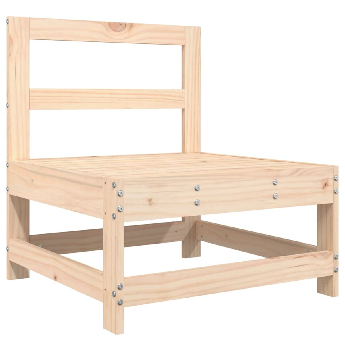 Ein Holzstuhl mit Rückenlehne und vier Beinen. Das Holz ist hell.