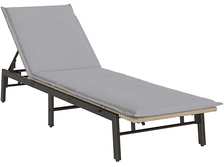 Lettino Prendisole con Cuscini Grigio in Polyrattan vidaXL
