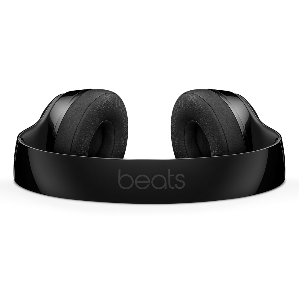 Schwarze Beats-Kopfhörer. Das Band hat den Text 'beats'. Die Ohrmuscheln sind schwarz und rund.