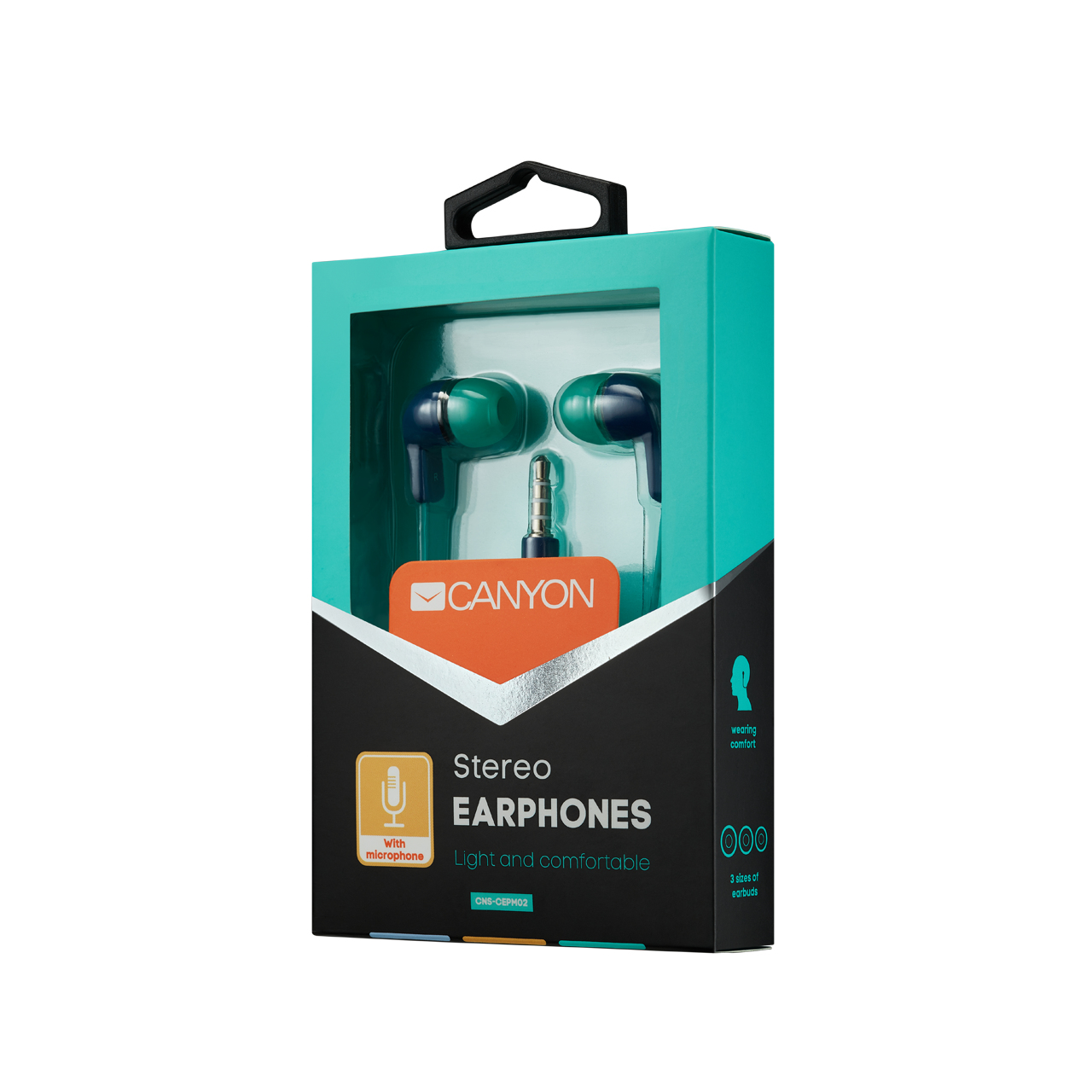 Oortjesdoos met blauw en groen design, merknaam 