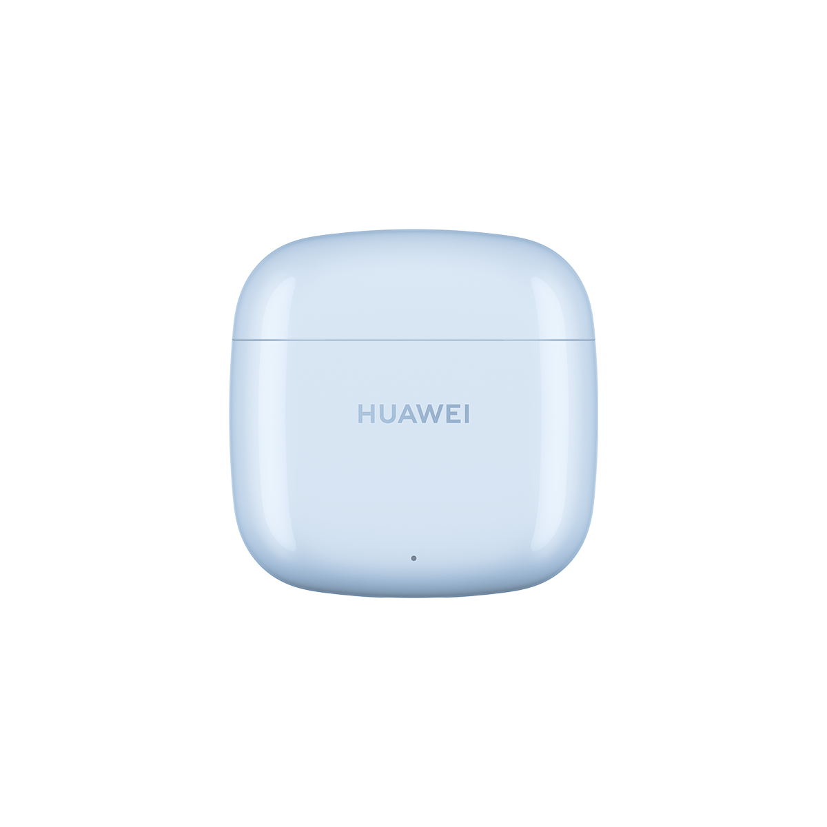 Custodia di ricarica Huawei azzurra. Sfondo bianco.