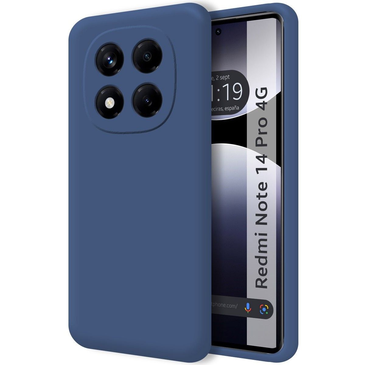Custodia blu con ritaglio fotocamera e schermo Redmi Note 14 Pro 4G. Nero.