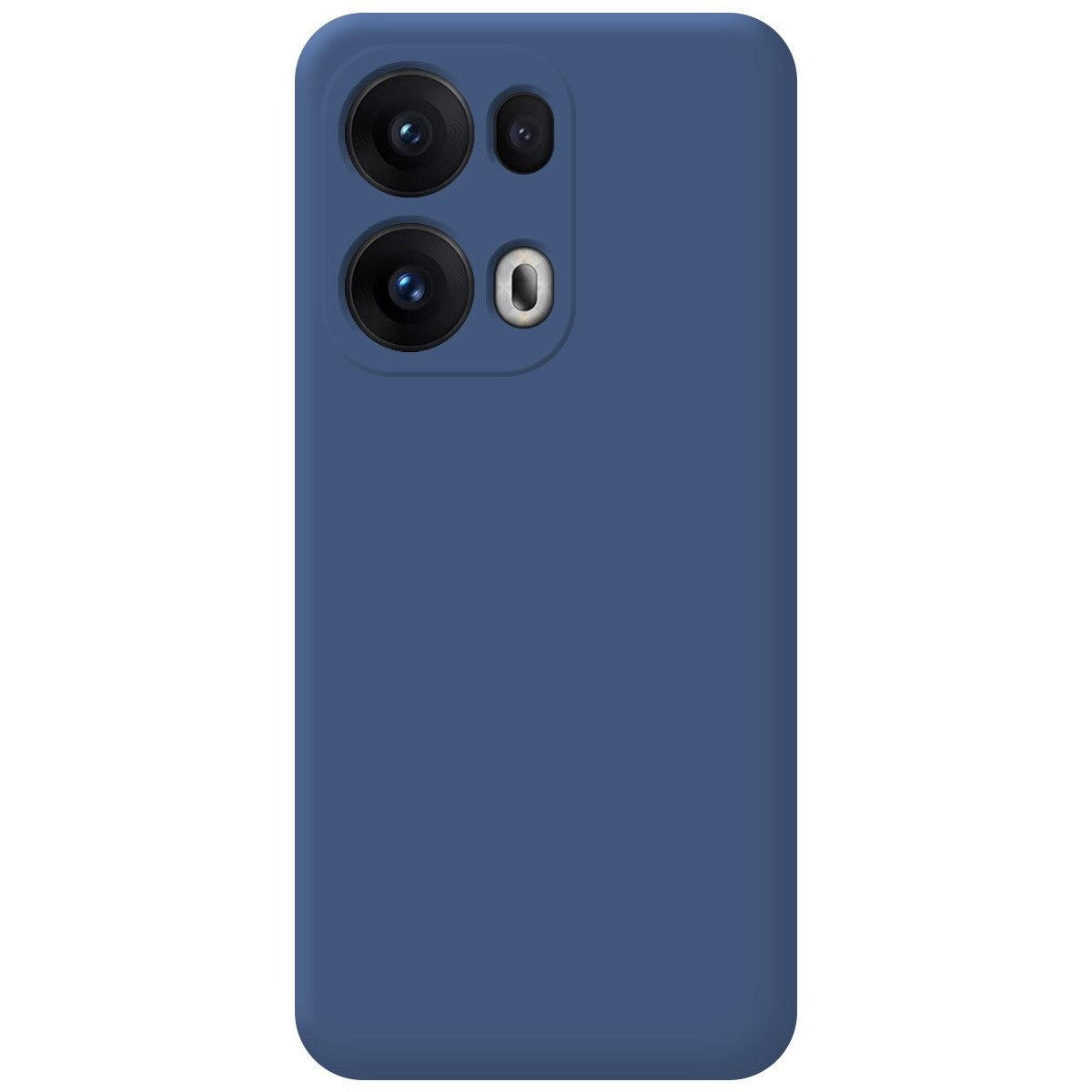 Custodia blu per telefono con più lenti della fotocamera. La custodia protegge la parte posteriore del telefono.