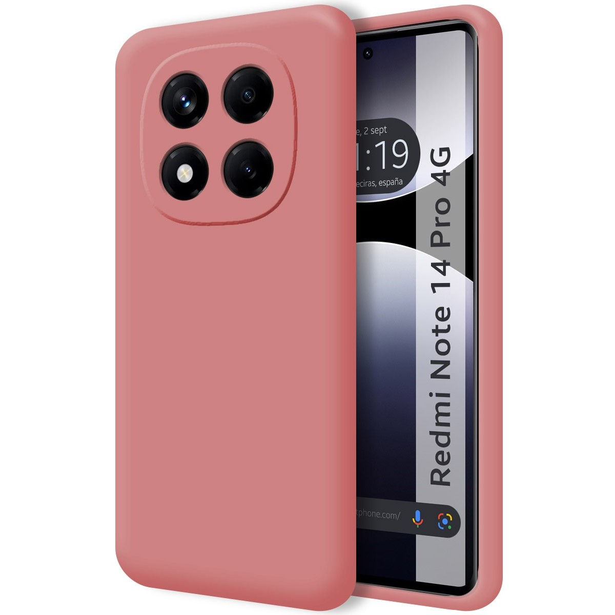 Custodia rosa con ritaglio fotocamera e schermo Redmi Note 14 Pro 4G. Nero.