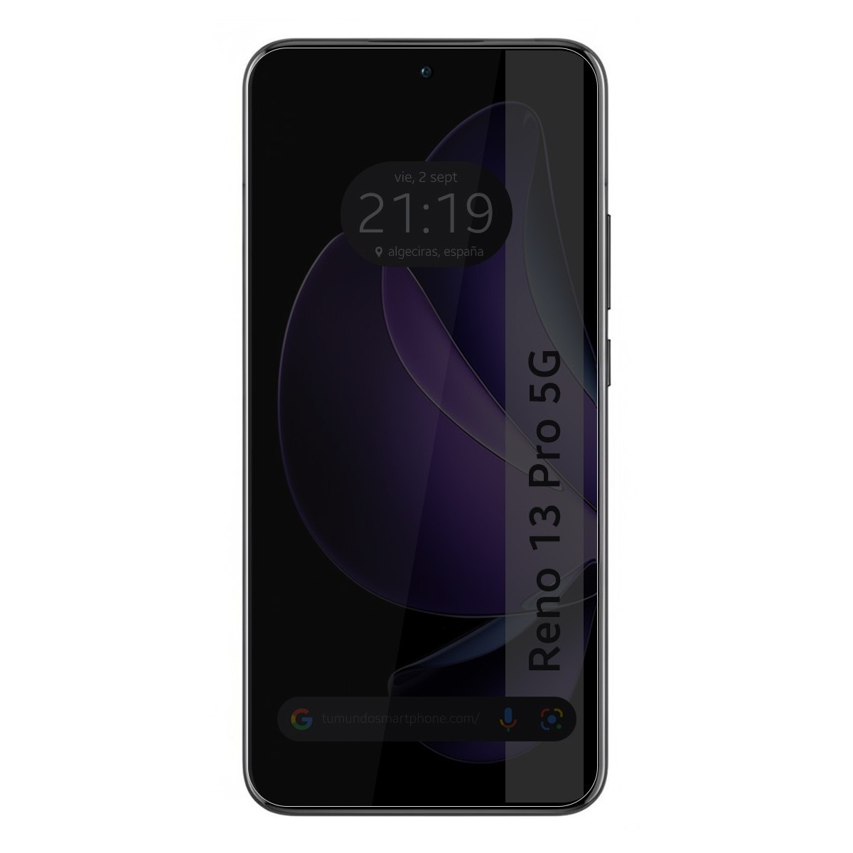 Telefono Oppo Reno 13 Pro 5G. L'ora è 21:19. Lo schermo è nero.
