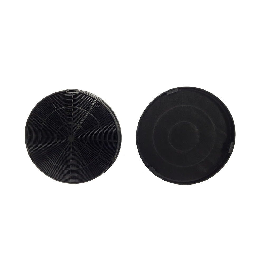 Zwei kreisförmige schwarze Filter, einer mit fächerartigem Design.
