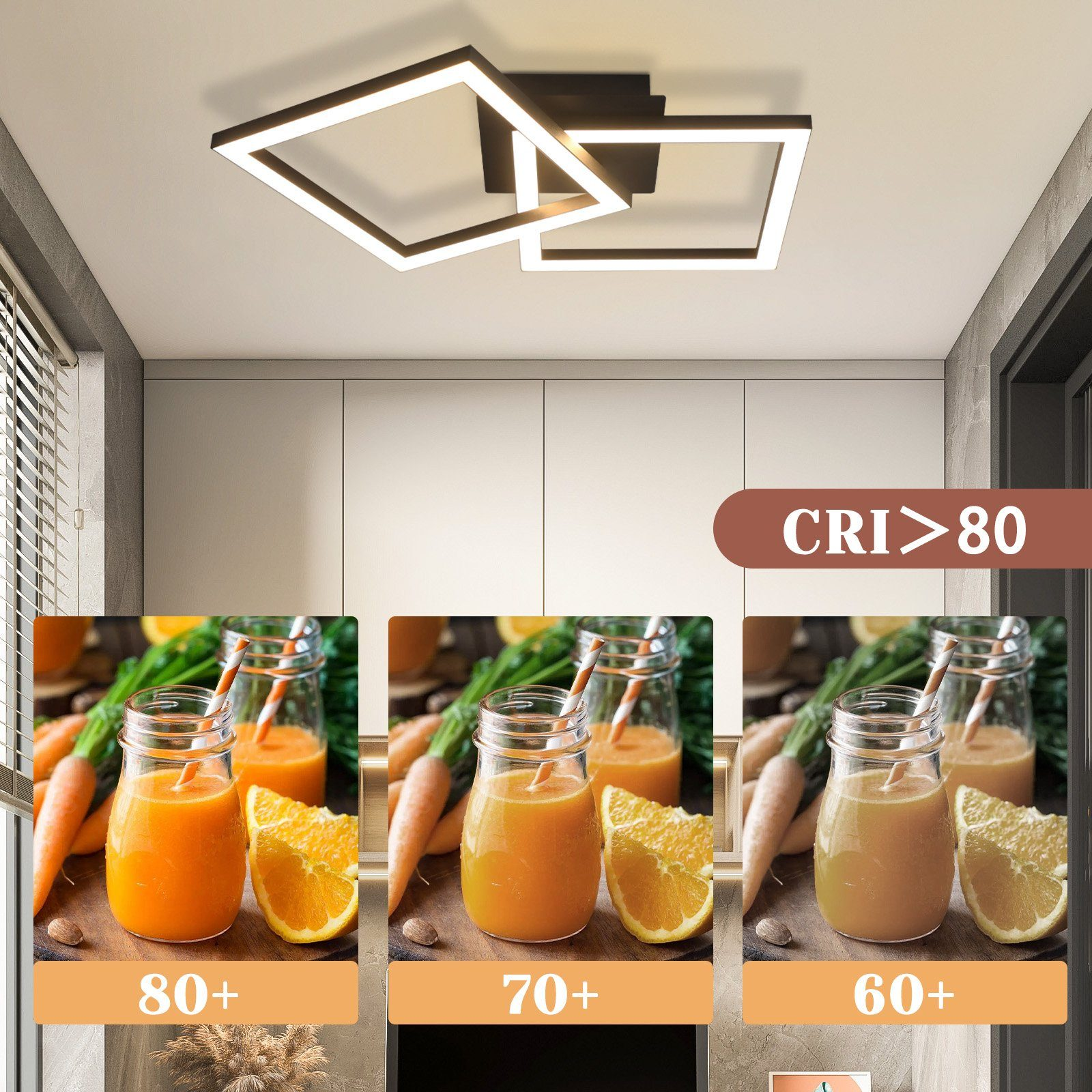 Tres imágenes que muestran diferentes tonos de luz de una lámpara de techo.