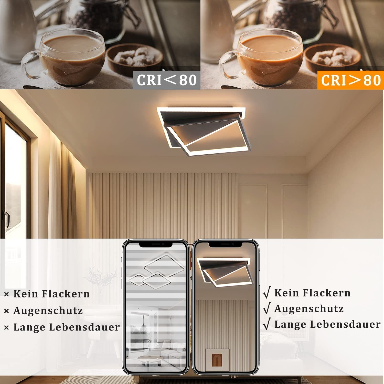 Ein Displayschutz für ein Telefon in seiner Verpackung, mit einem Bild des Schutzes.