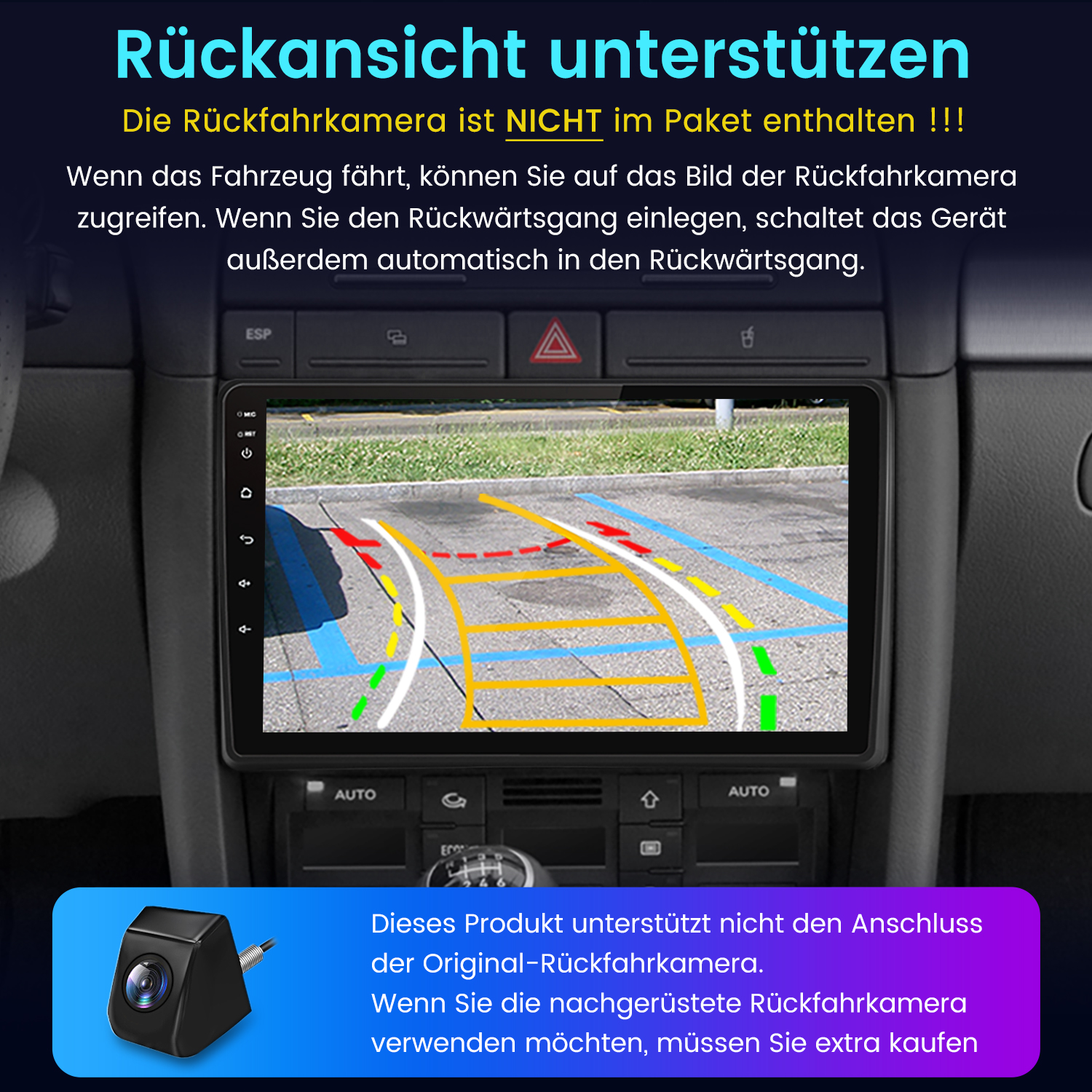 HEXINEX Für AUDI A4 2000-2009 S4 RS4 Autoradio 128 GB, DAB+, FM, Bluetooth, black