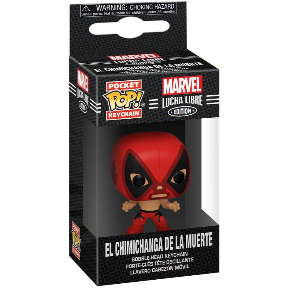 Marvels El Chimichanga de la Muerte Pocket Pop! Schlüsselanhänger in Box. Figur ist rot und schwarz.