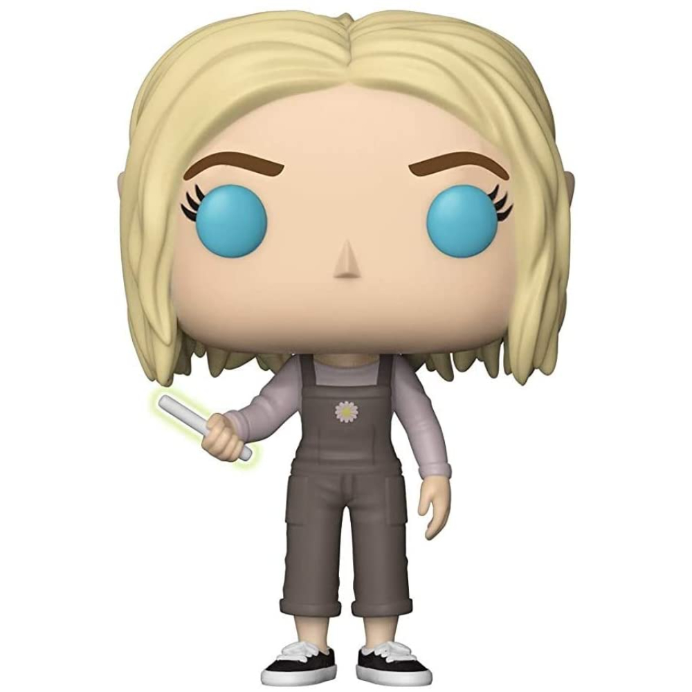 Funko Pop-Figur eines blonden Mädchens mit hellblauen Augen und einem weißen Zauberstab.