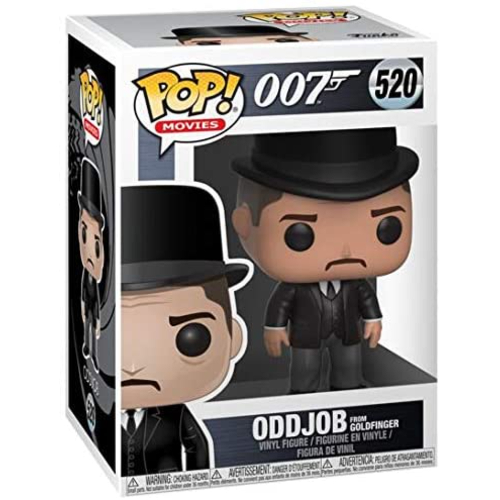 Oddjob-Figur aus dem Film Goldfinger, in einer Funko Pop-Box.