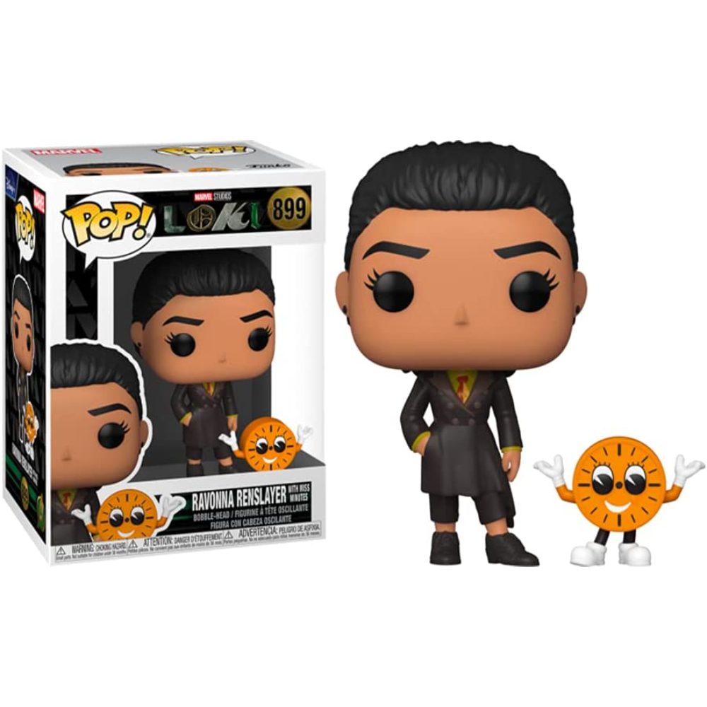 Figura Funko Pop! de Ravonna Renslayer de Loki. Figura en caja y figura pequeña al lado.