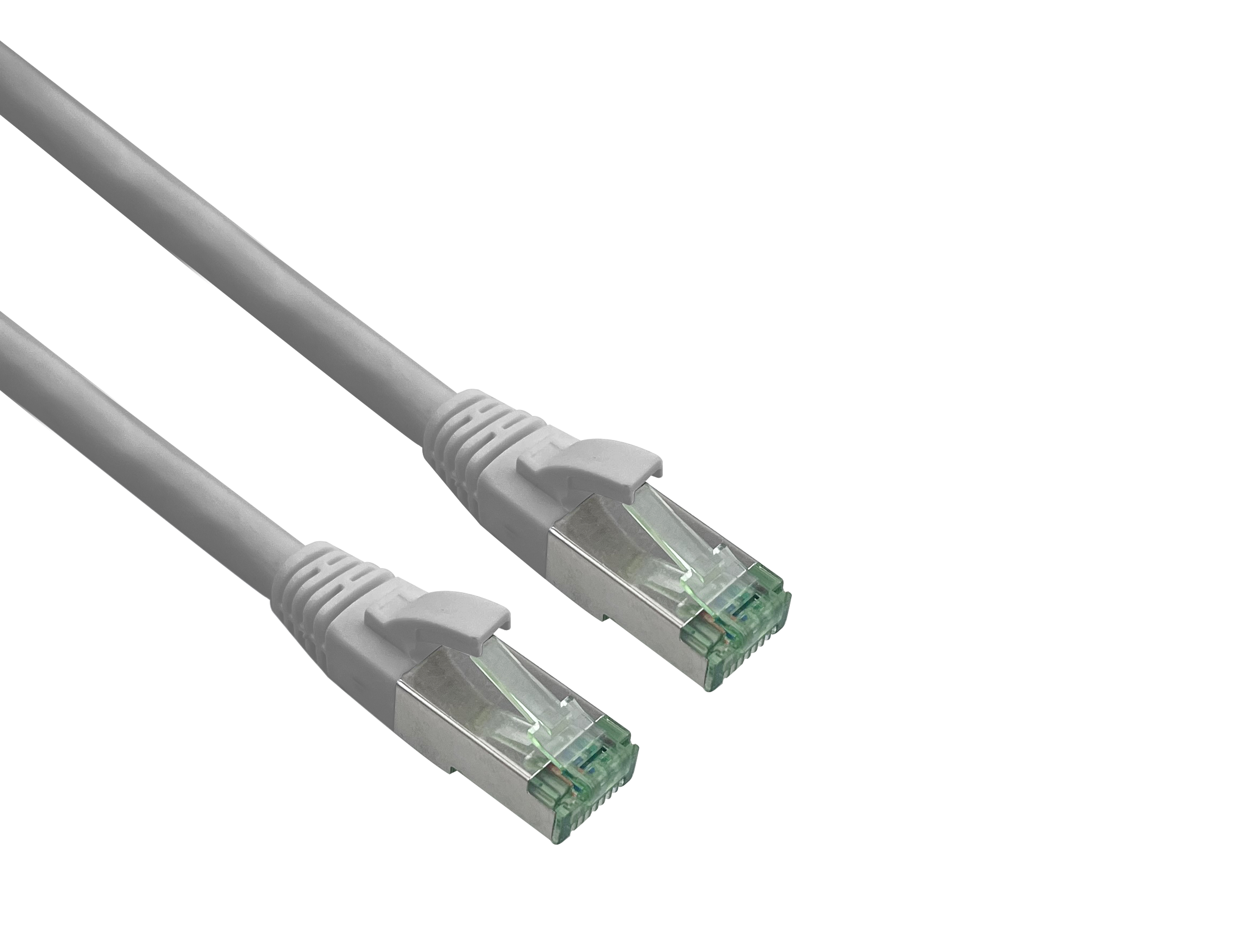 Due cavi Ethernet grigi con connettori.