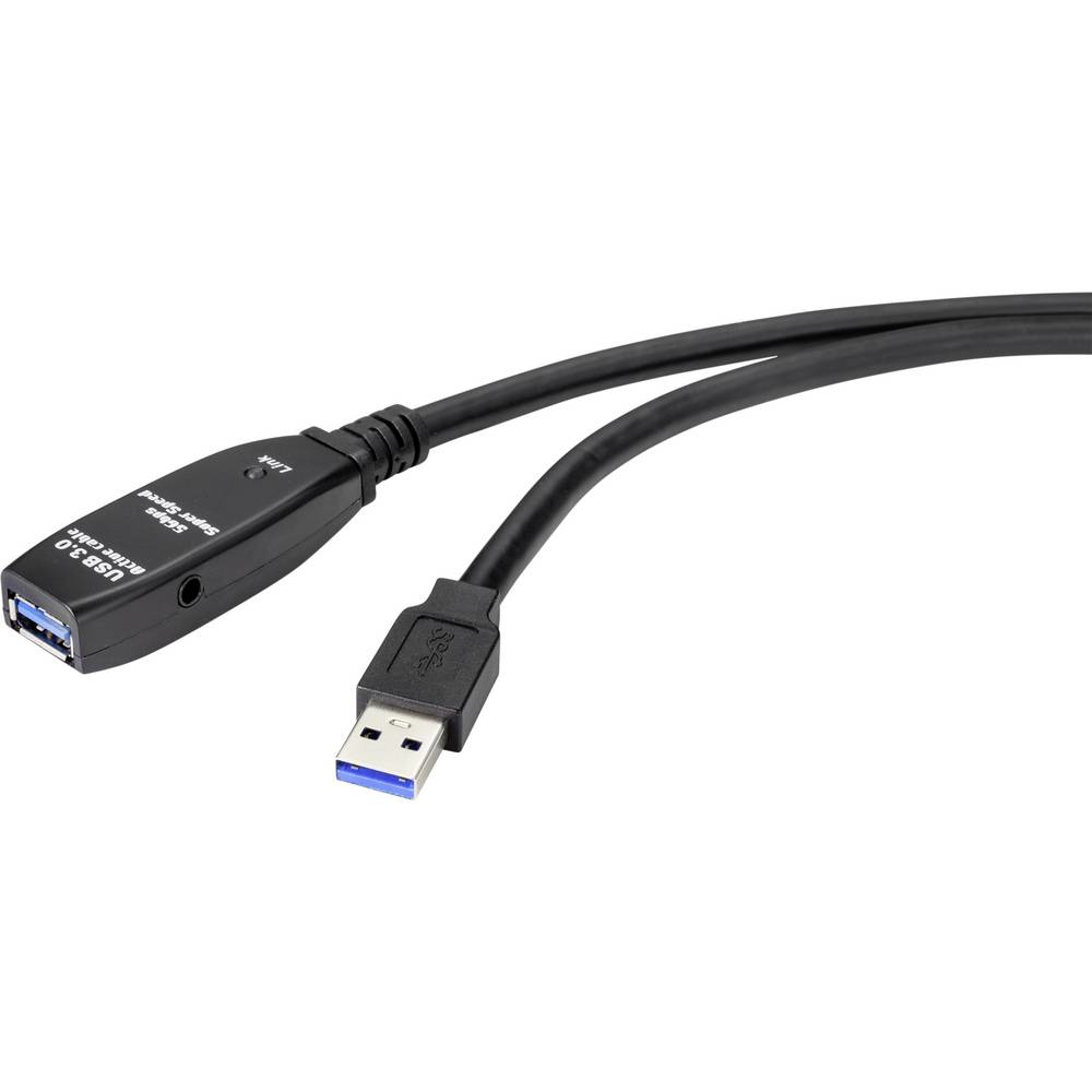 Cavo USB 3.0 nero con splitter e connettore USB-A.