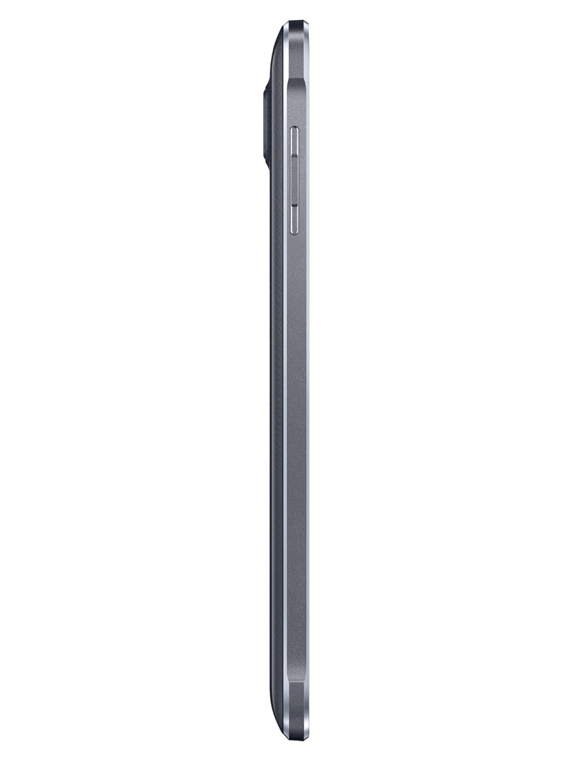 Seitenansicht eines grauen Smartphones, das die Seitentasten und das schlanke Design zeigt.