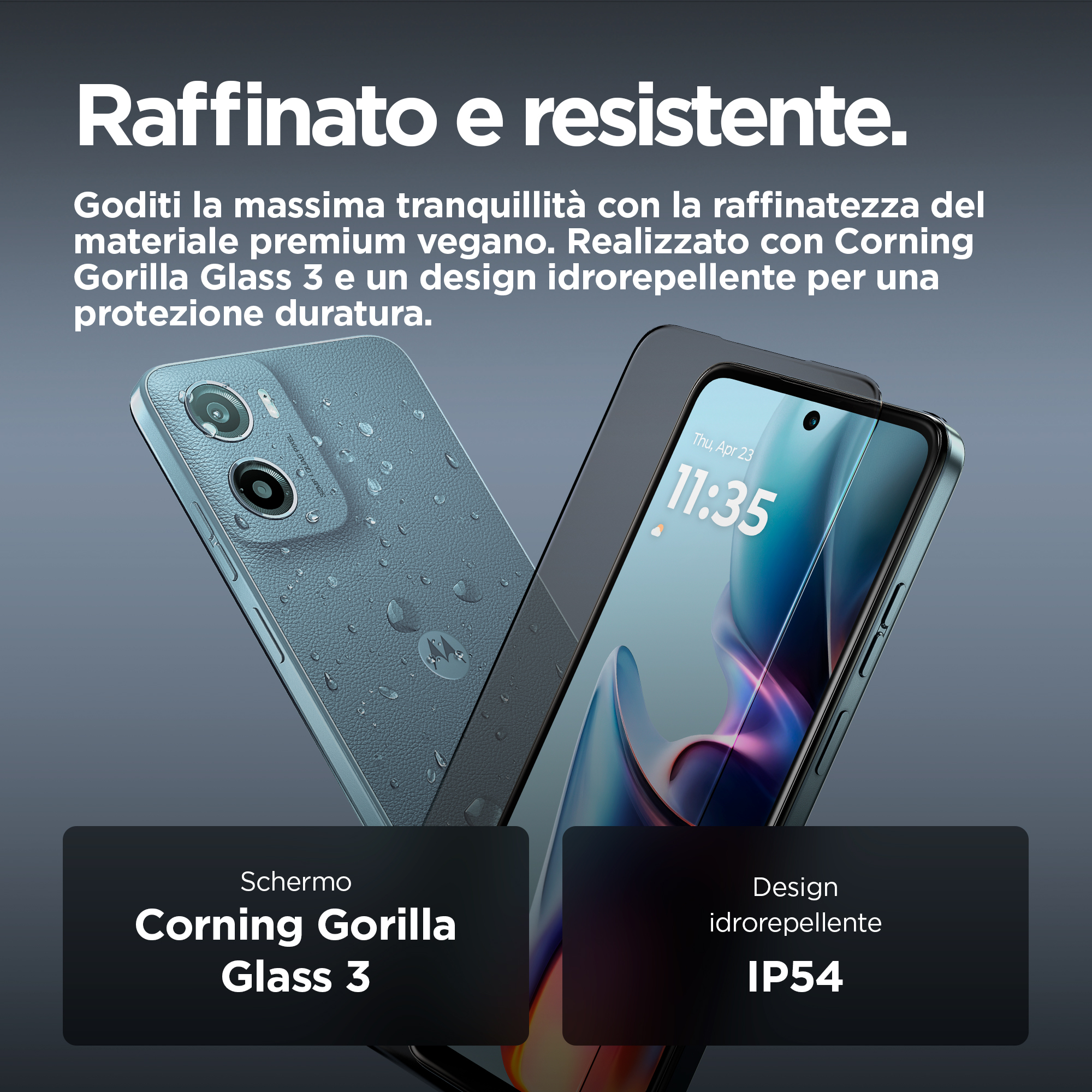 Telefono e protezione schermo con testo sulla durata.