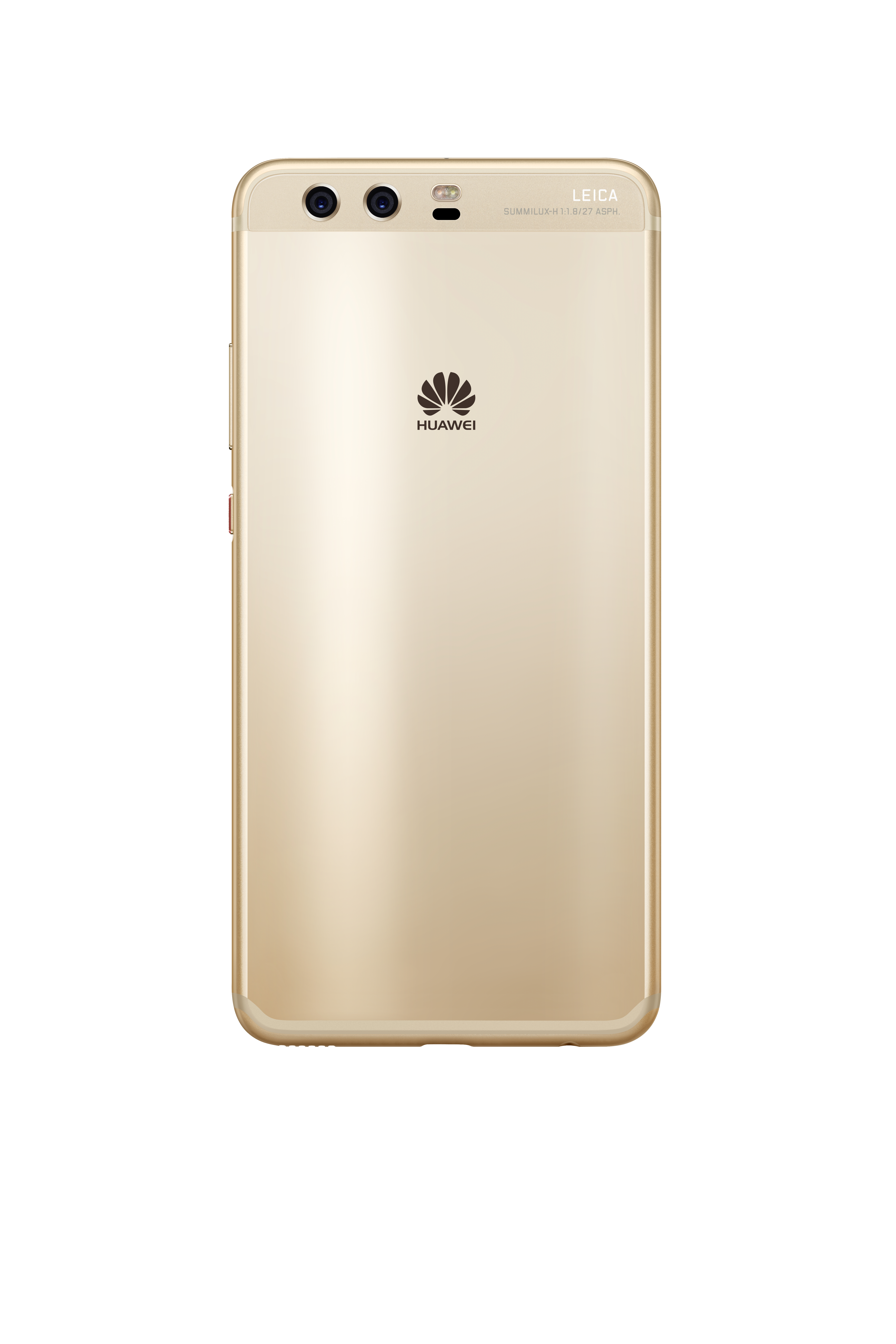 Goldene Huawei-Handy-Rückseite mit Leica-Kameradetails. Huawei-Logo zentriert.