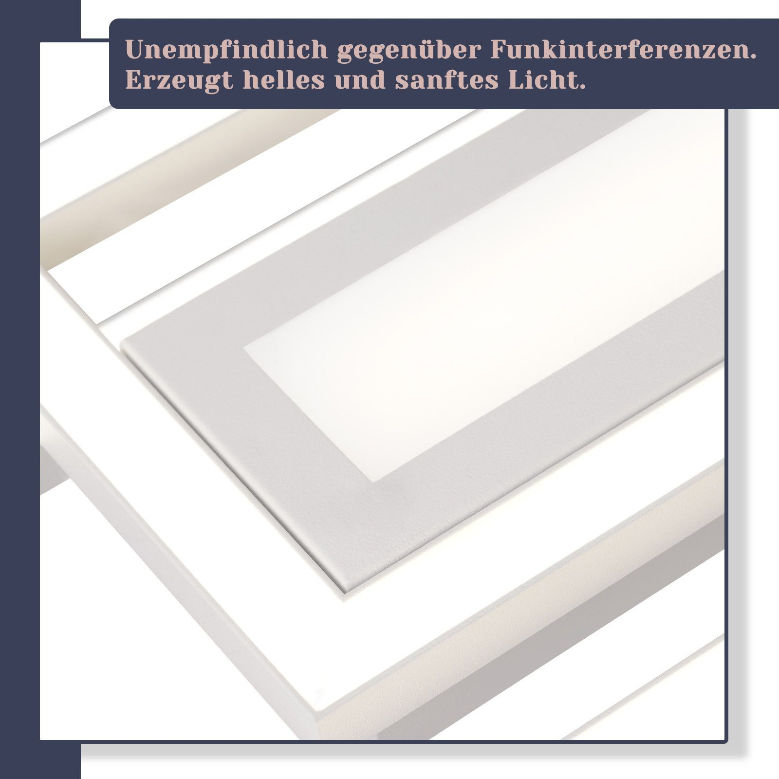 Zbliżenie lampy sufitowej. Kolor biały i szary, kształt geometryczny.