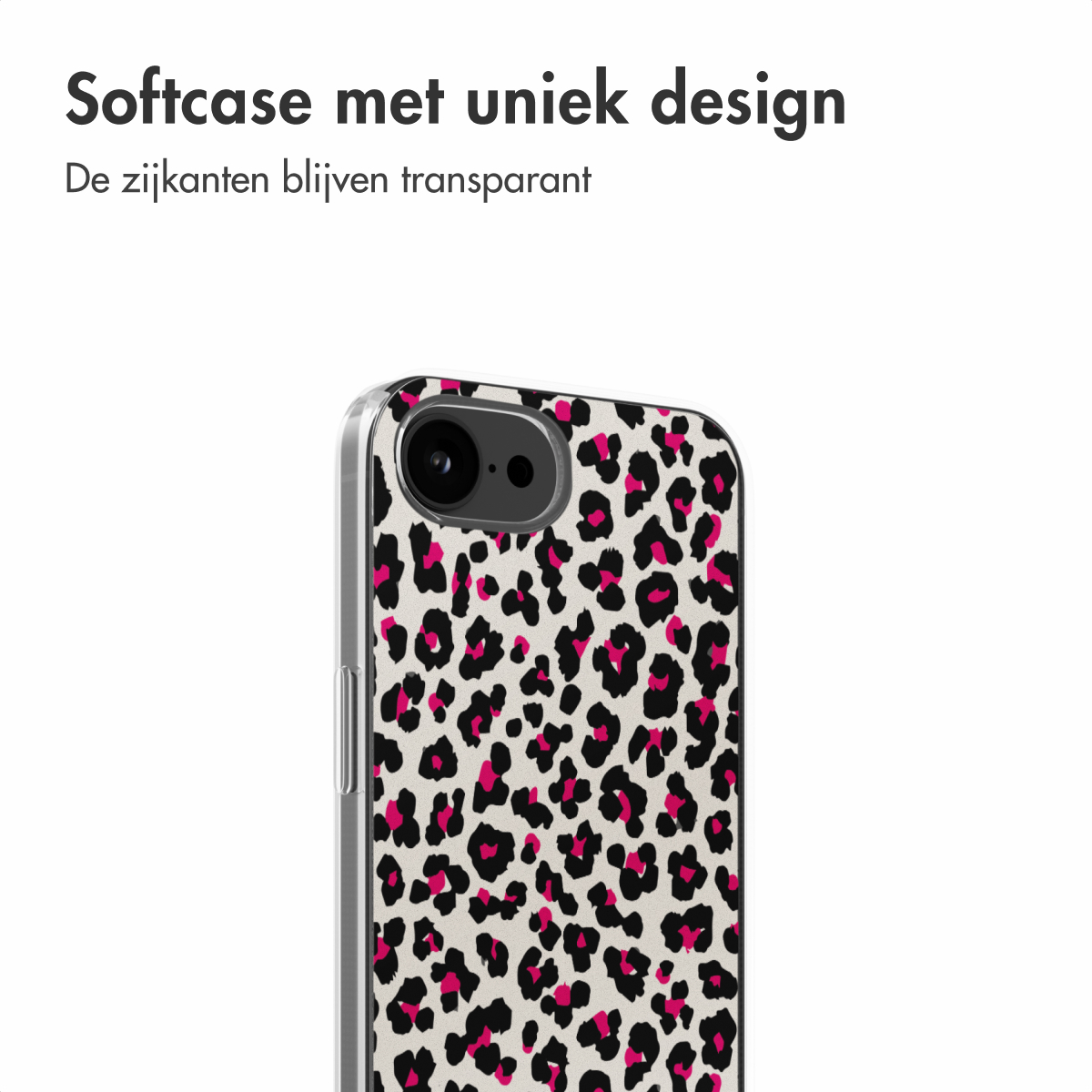 Transparente Handyhülle mit Leopardenmuster.