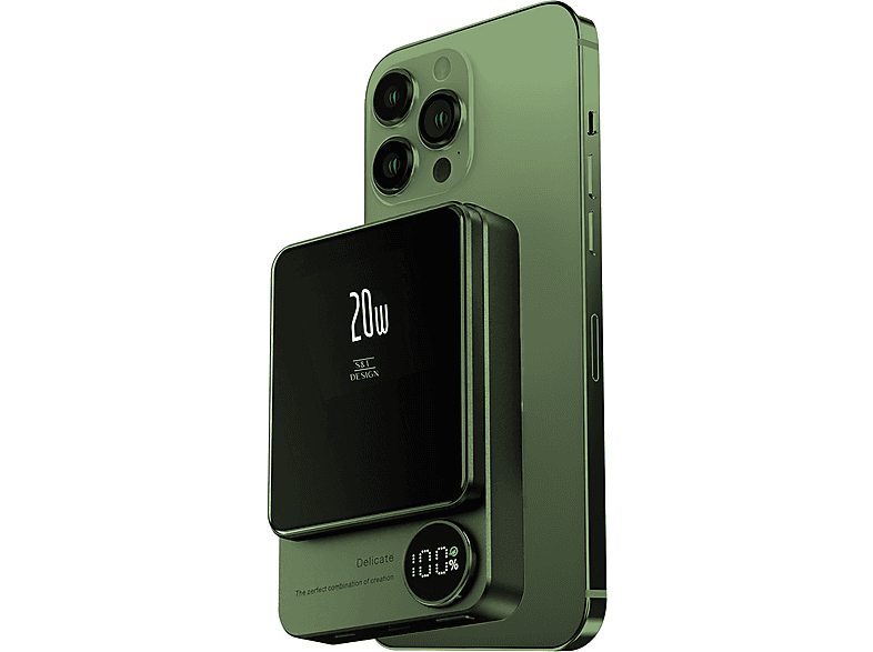 S&T-DESIGN PB10KGREEN Powerbank 10000 mAh Magnetisch Magsafe kompatibel Grün