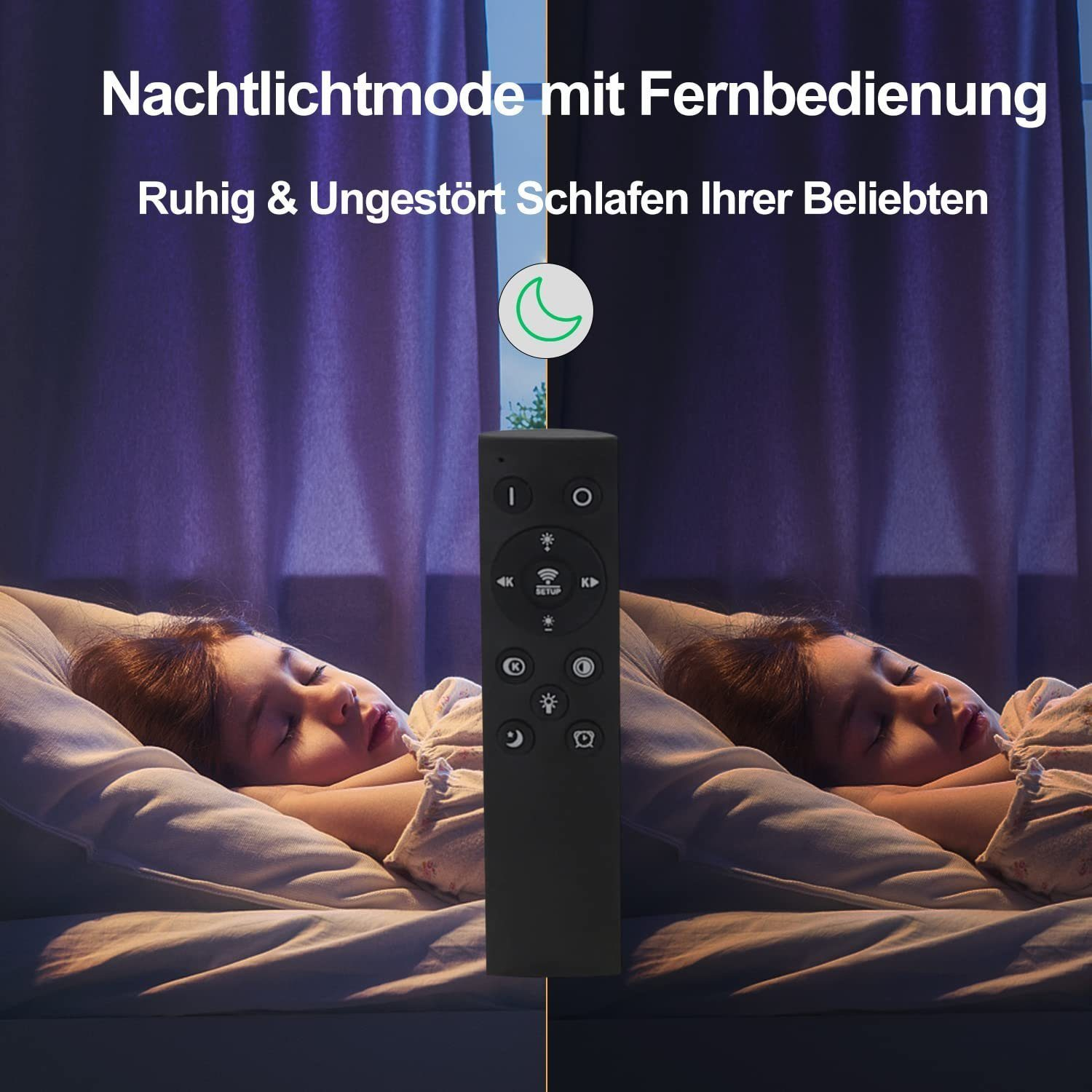 Un telecomando nero con pulsanti si trova sopra due bambini che dormono.