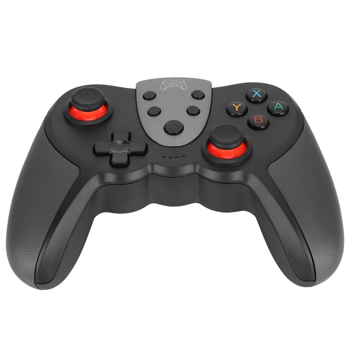 Ein schwarzer und grauer Gamecontroller mit roten Akzenten.