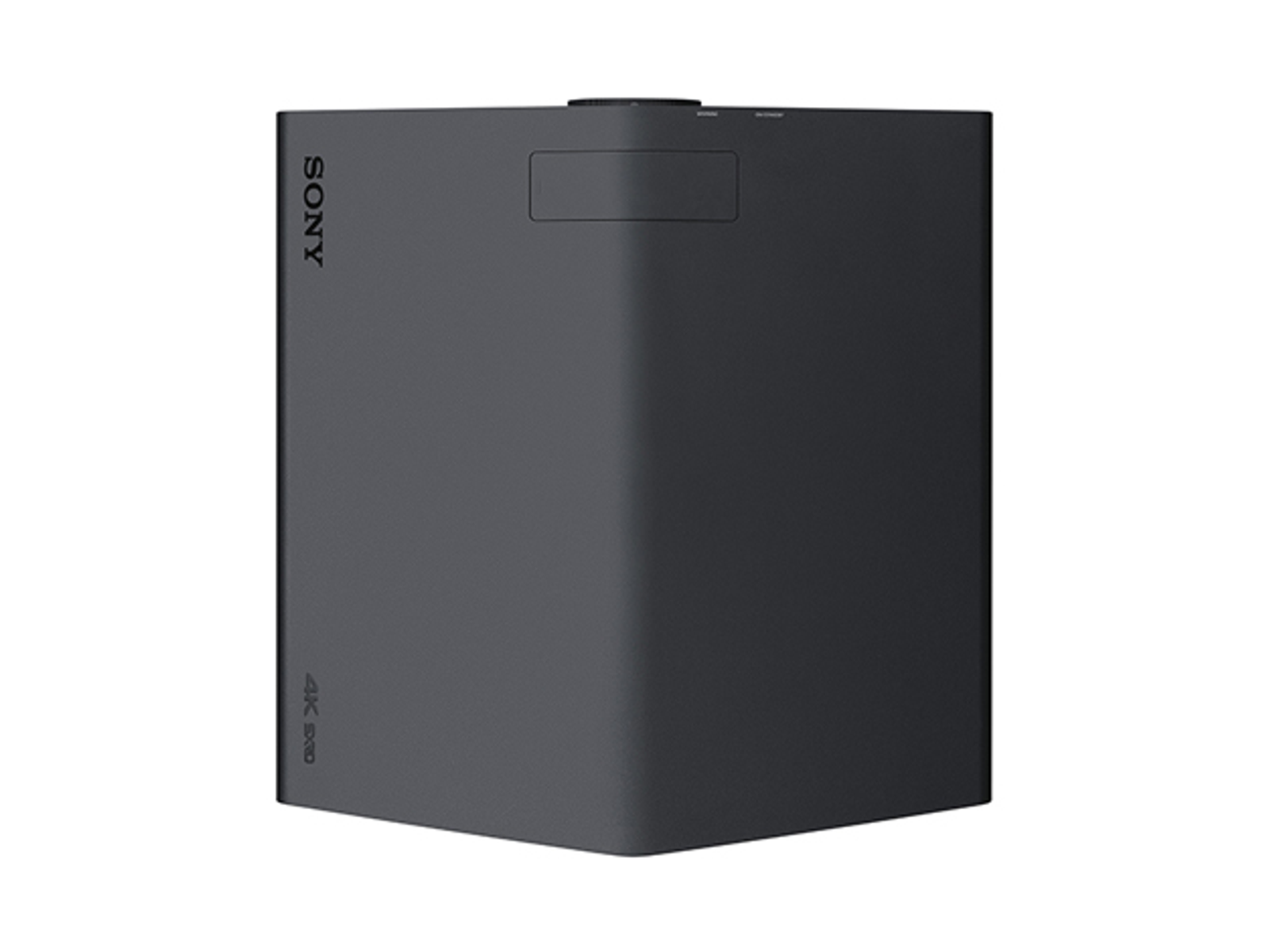 Ein schwarzes, würfelförmiges Gerät mit dem Wort SONY auf der Seite und 4K HDR unten.