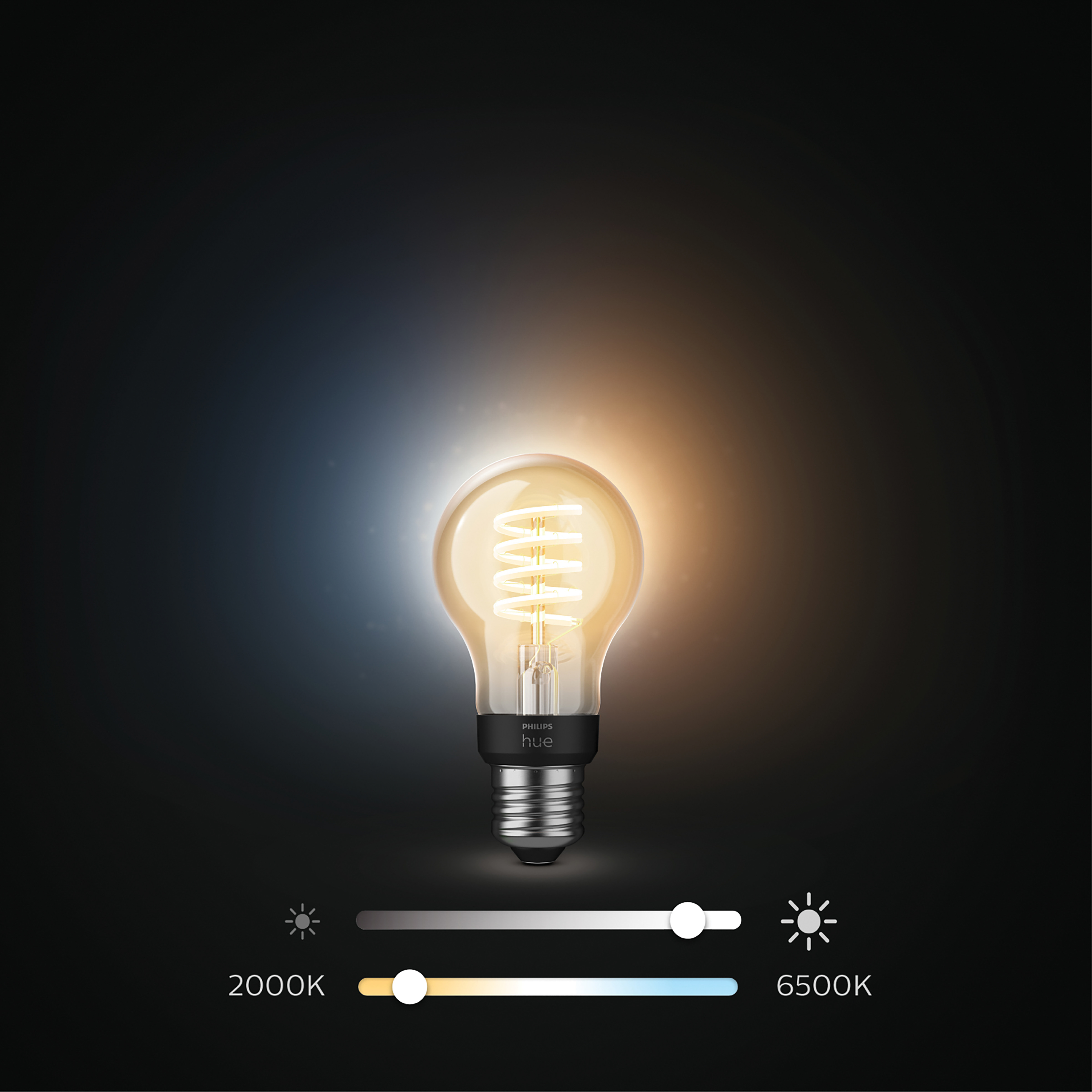 Żarówka ze spiralnym żarnikiem, z suwakami regulacji światła.