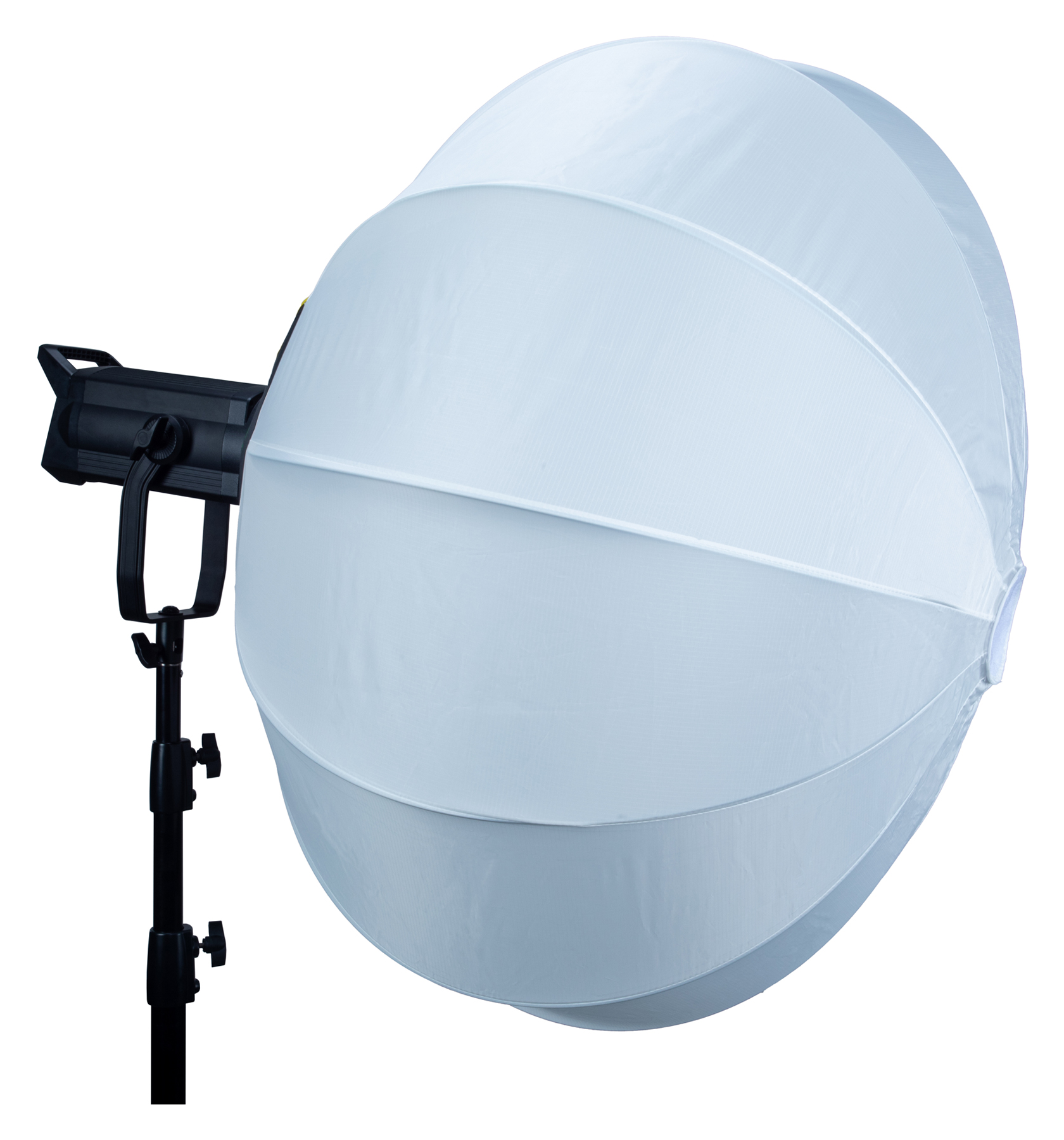 Studioleuchte mit weißer, kuppelförmiger Softbox.