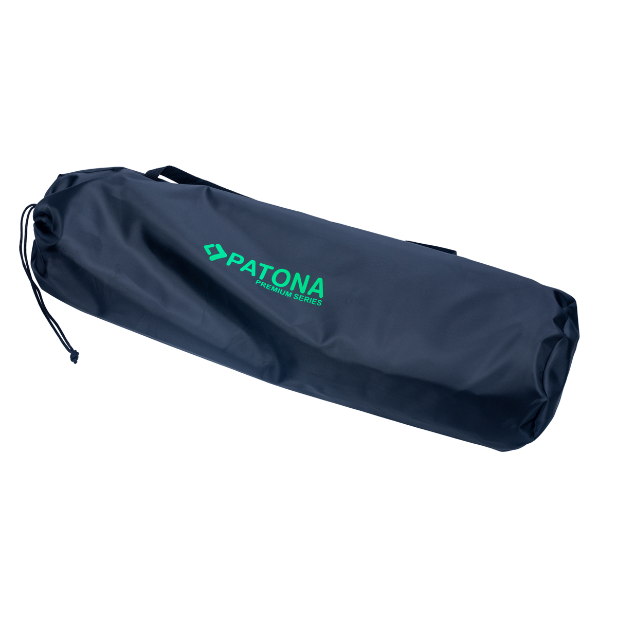 Eine marineblaue Tasche mit dem Wort 'PATONA', die Tasche ist geschlossen.