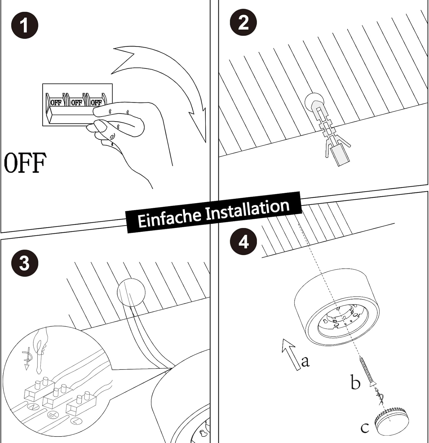 Instrucciones paso a paso para instalar una lámpara, con diagramas y etiquetas de texto.