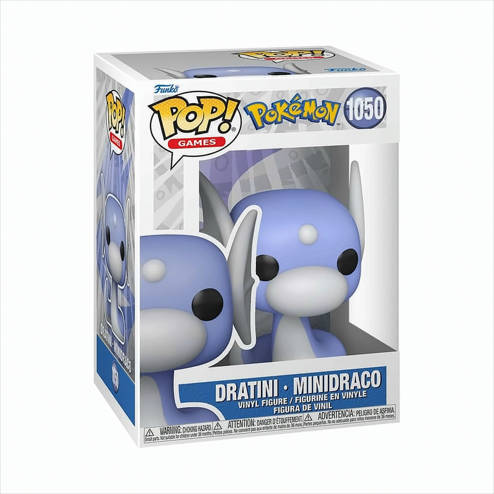 Funko Pop Figur von Dratini und Minidraco in Box.