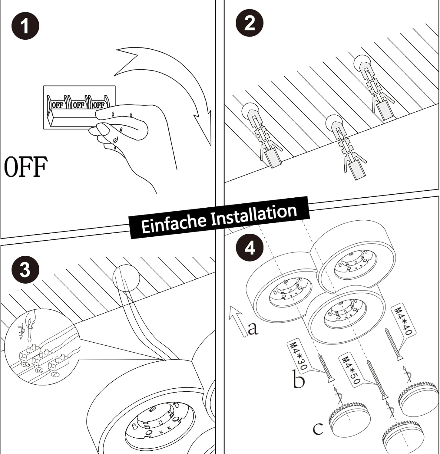 Diagrama que muestra el proceso de instalación de una lámpara de techo. Los pasos incluyen quitar la luz vieja e instalar la nueva.