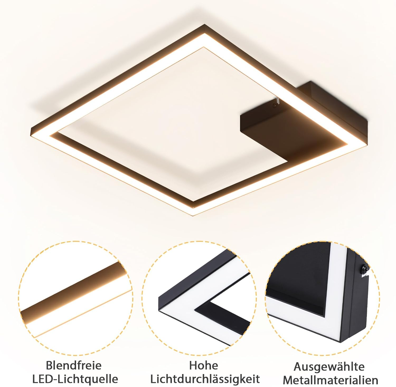 Una lámpara de pared negra con luz blanca.