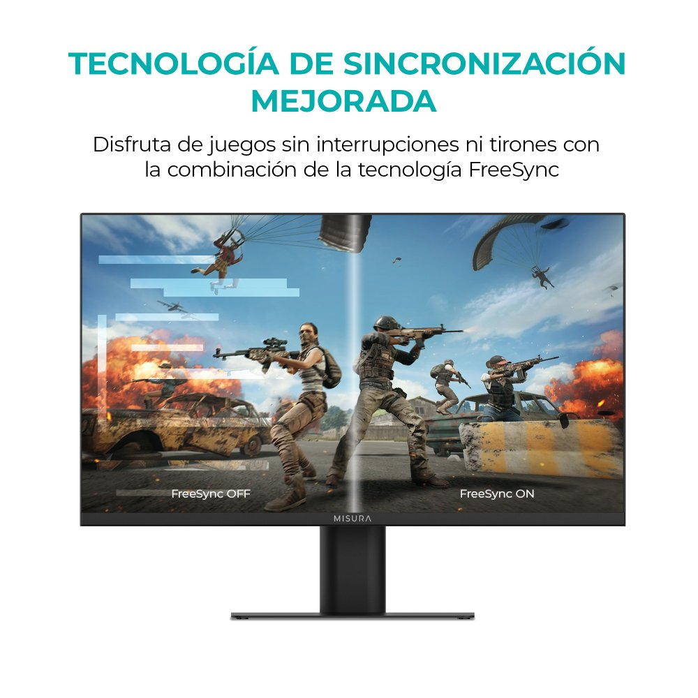 Monitor MISURA con scena di gioco con FreeSync attivo e disattivato.