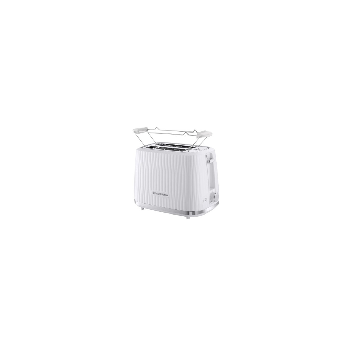 Tostadora - RUSSELL HOBBS 27370-56, 800 W, 2 ranuras, 2 rebanadas, Control regulable del dorado de la corteza niveles tostado, Blanco
