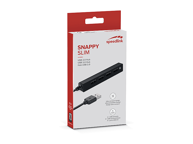 SPEEDLINK Speedlink SNAPPY SLIM USB Hub 4-Port (Zwart) USB HuB | MediaMarkt