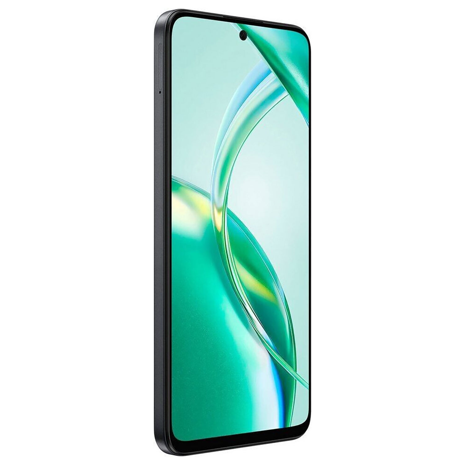 Uno smartphone nero in posizione verticale con un ampio display.