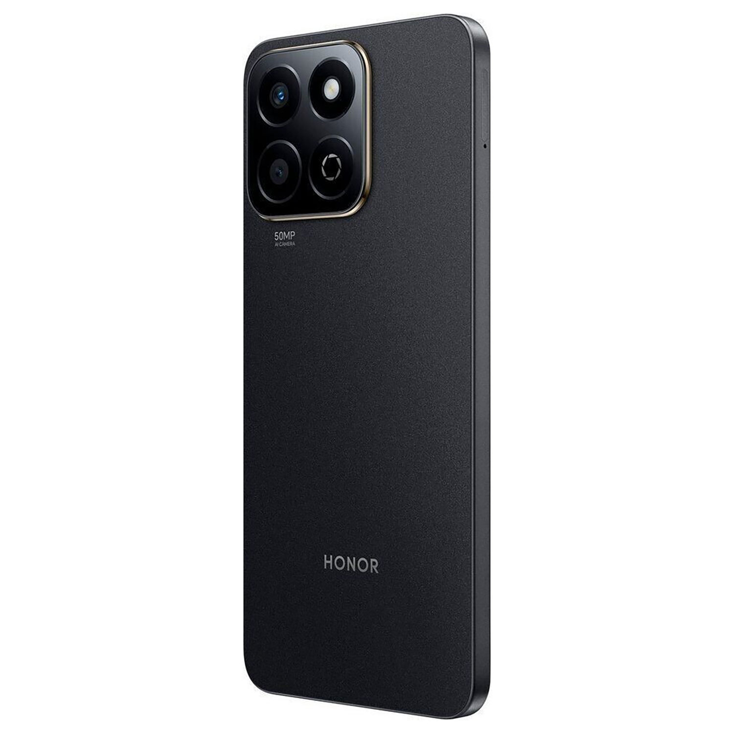 Smartphone Honor nero, vista posteriore con fotocamere e logo.