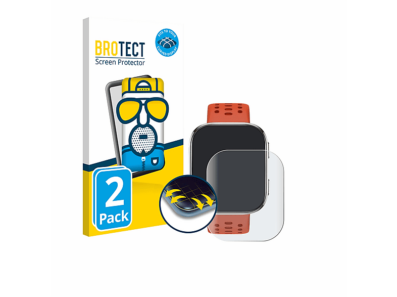 BROTECT 2x Flex matt Fullscreen 3D Curved Schutzfolie (für Huami Amazfit Bip 6)