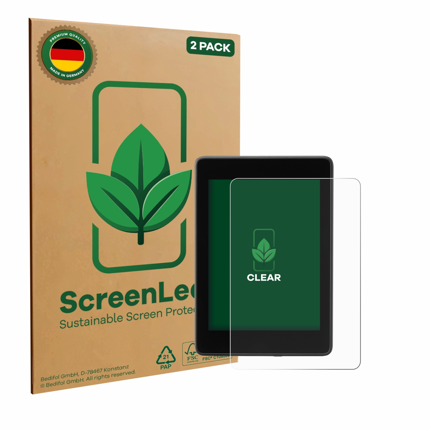 Ein Screenprotector-Set mit Tablet und Box. Enthält eine Schutzfolie, ein Tablet und eine Box.