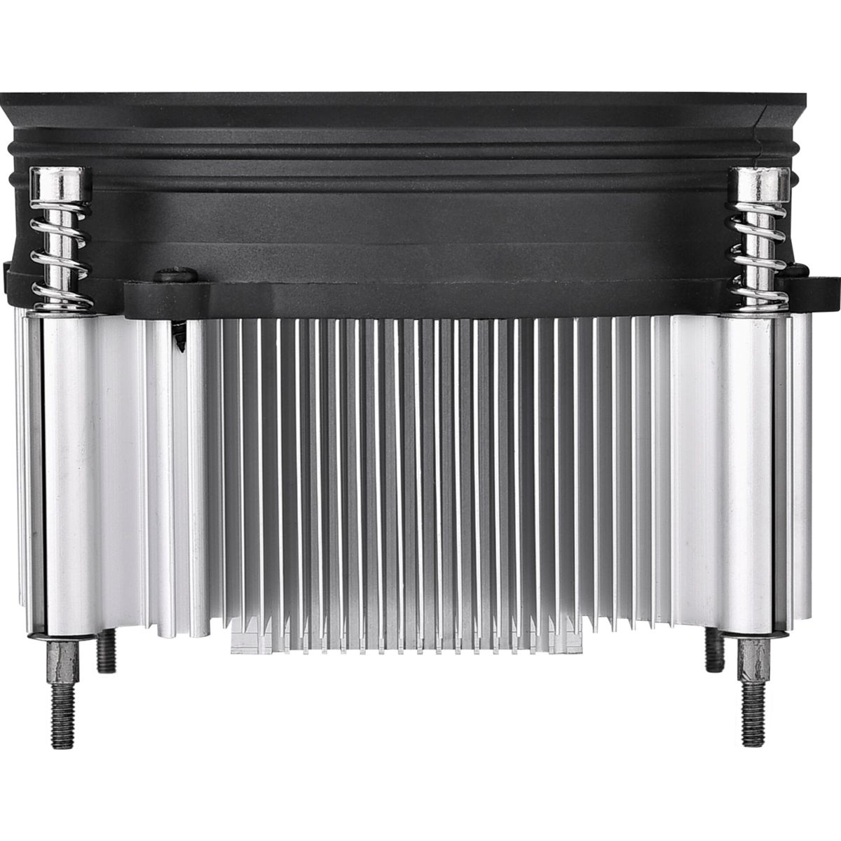 Metalowy radiator i jednostka wentylatora ze śrubami.