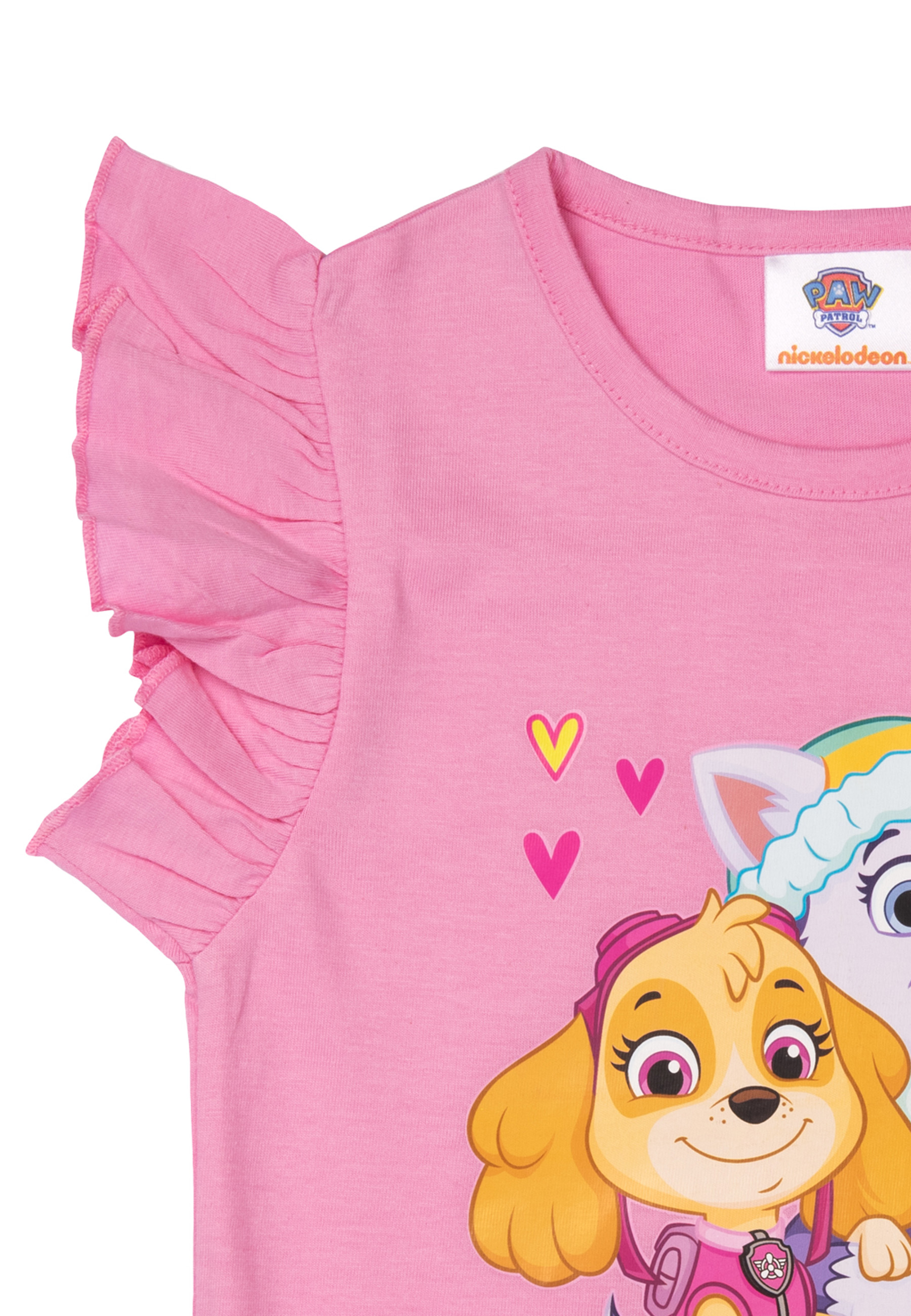 Ein rosa Paw Patrol-Shirt mit Skye und Herzdruck.