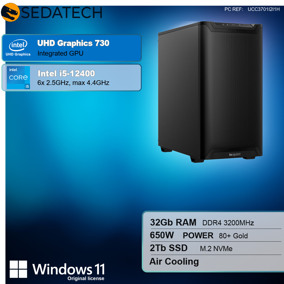 SEDATECH Intel i5-12400, Desktop-PC mit Intel® Core™ i5, 32 GB RAM