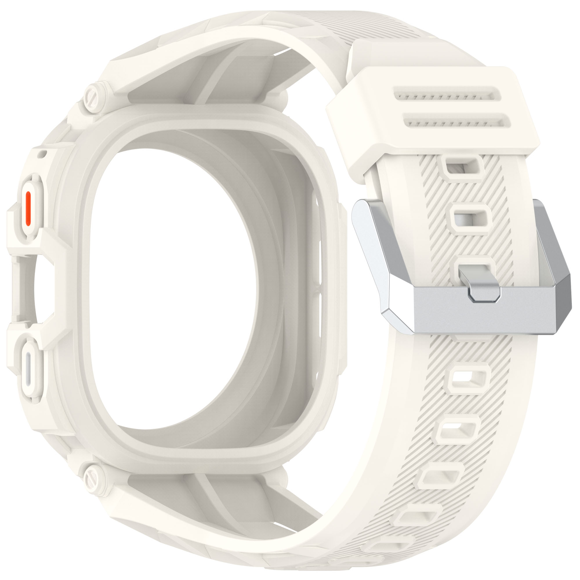 Cinturino bianco per smartwatch con fibbia. Colore bianco.