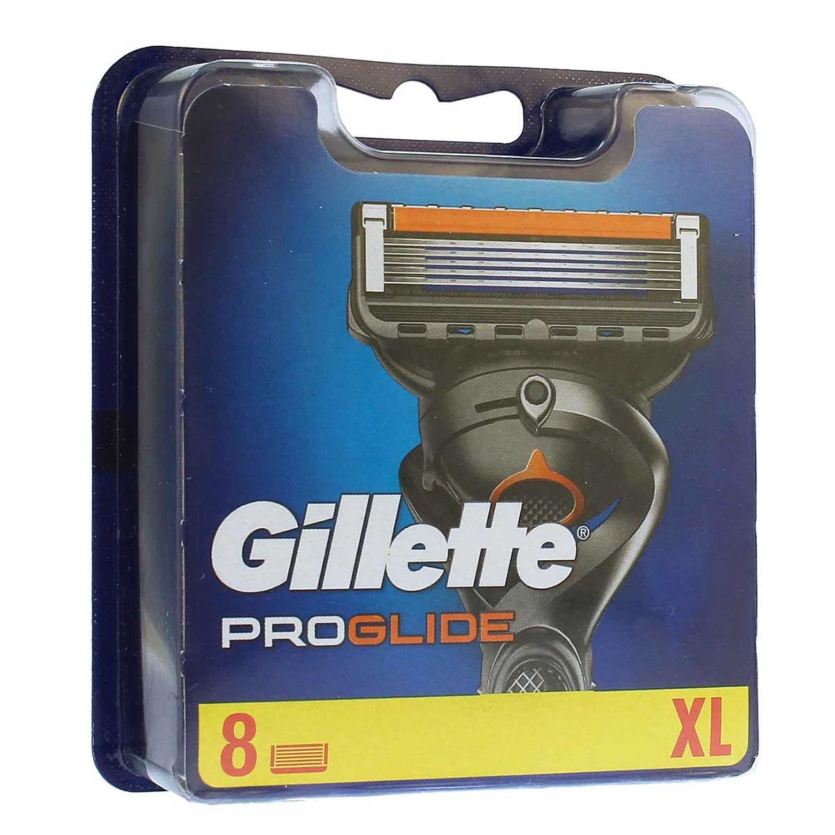 Confezione di cartucce Gillette Proglide con 8 lame, in blu.
